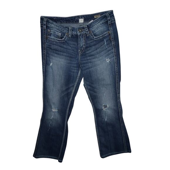 Silver Jeans Co. Twisted Bootcut Distressed Denim Jeans Women’s Size 12 / L33 - Picture 1 of 8
